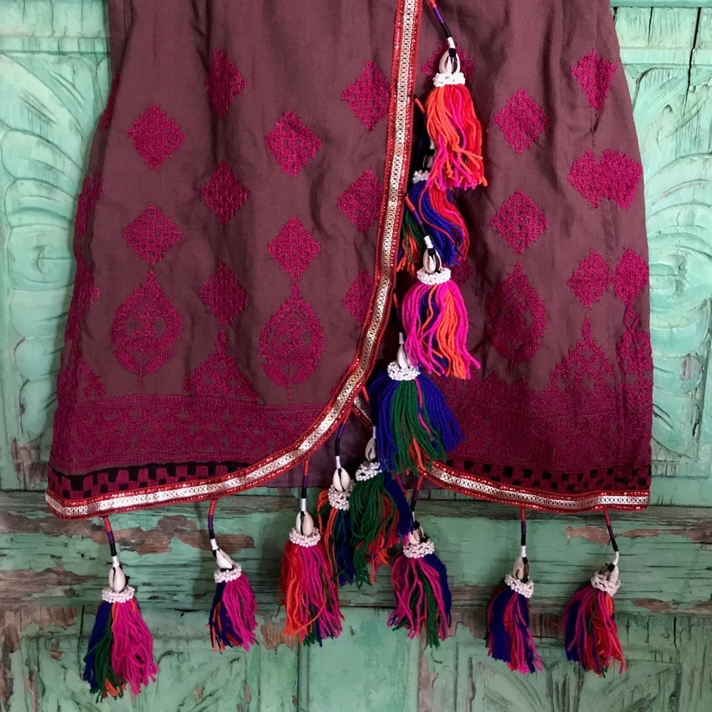 Brown Indie Tassel Skirt